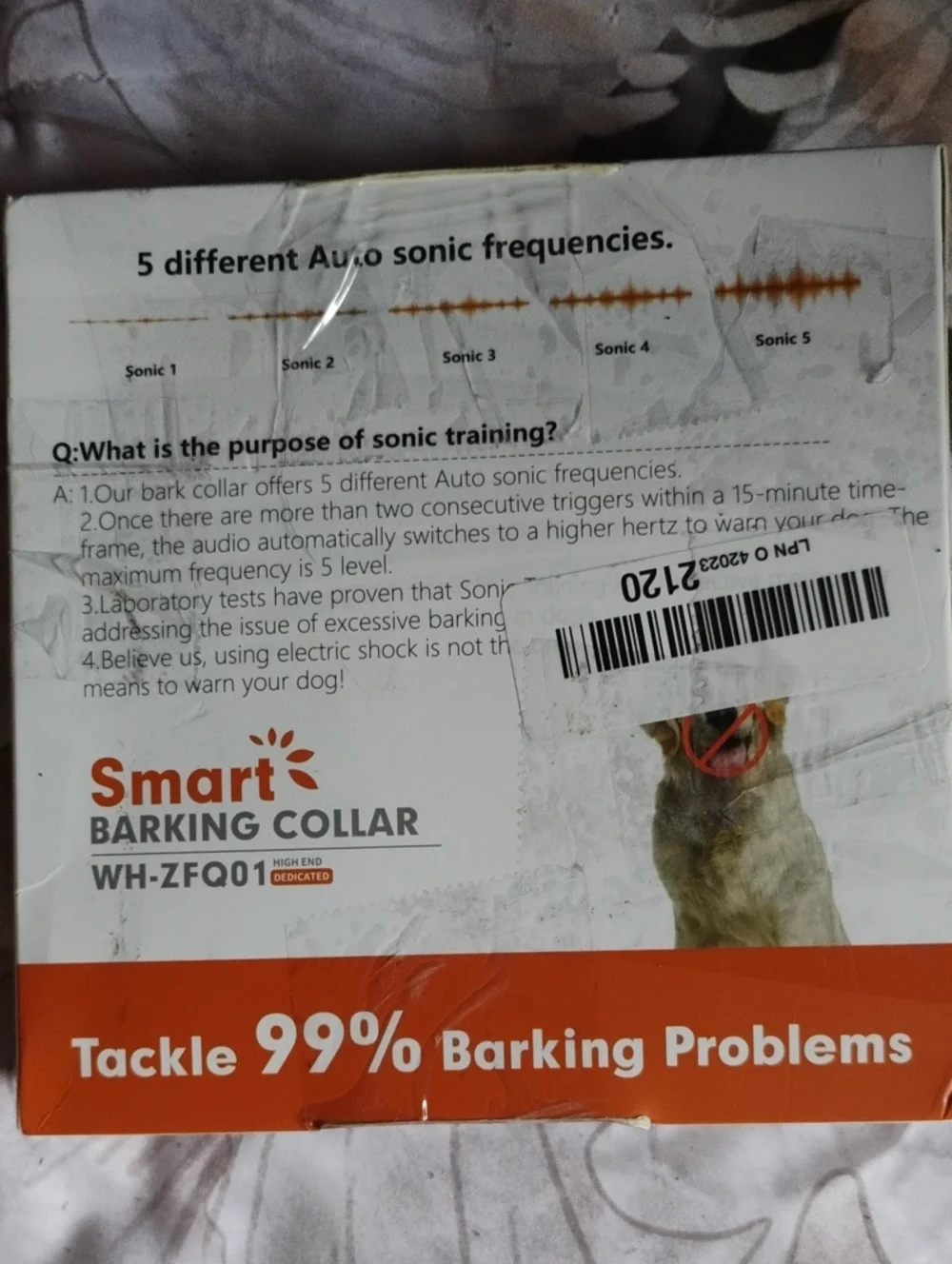 Smart Barking Collar WH-ZFQ01 - White and Orange Packaging